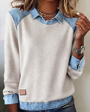 Bluse modisches Revers langarm