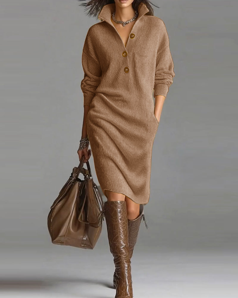 Pulloverkleid lässig einfarbig Herbst und Winter