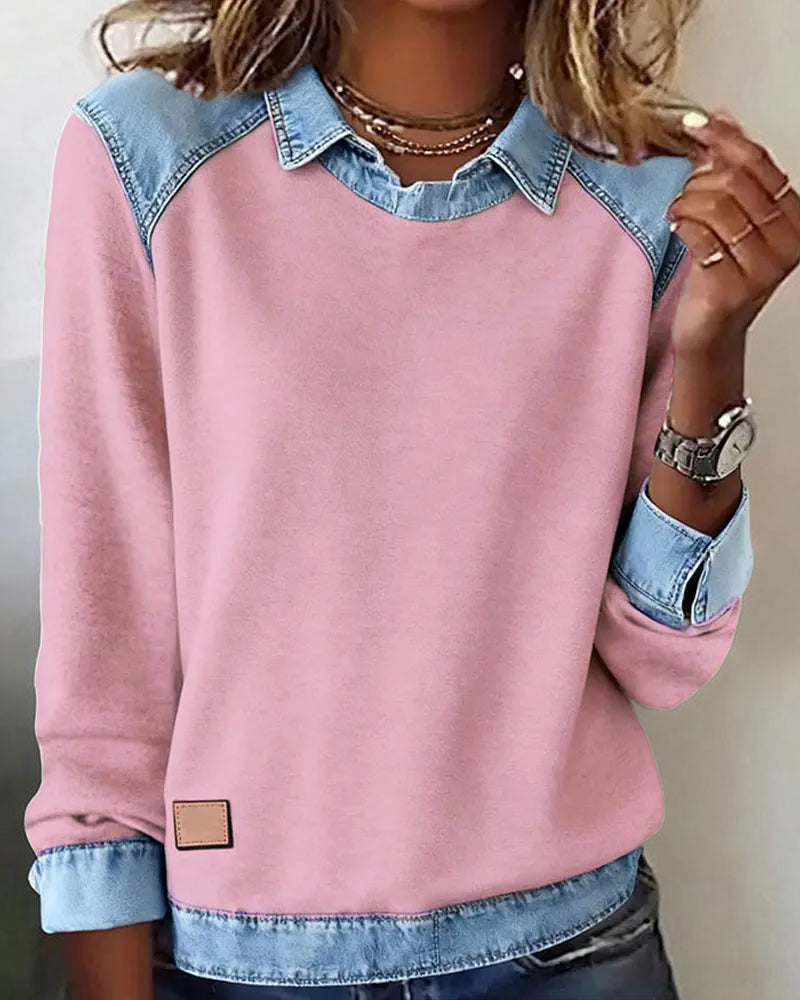 Bluse modisches Revers langarm