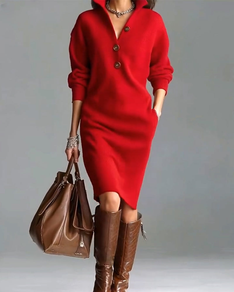 Pulloverkleid lässig einfarbig Herbst und Winter