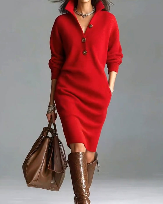 Pulloverkleid lässig einfarbig Herbst und Winter