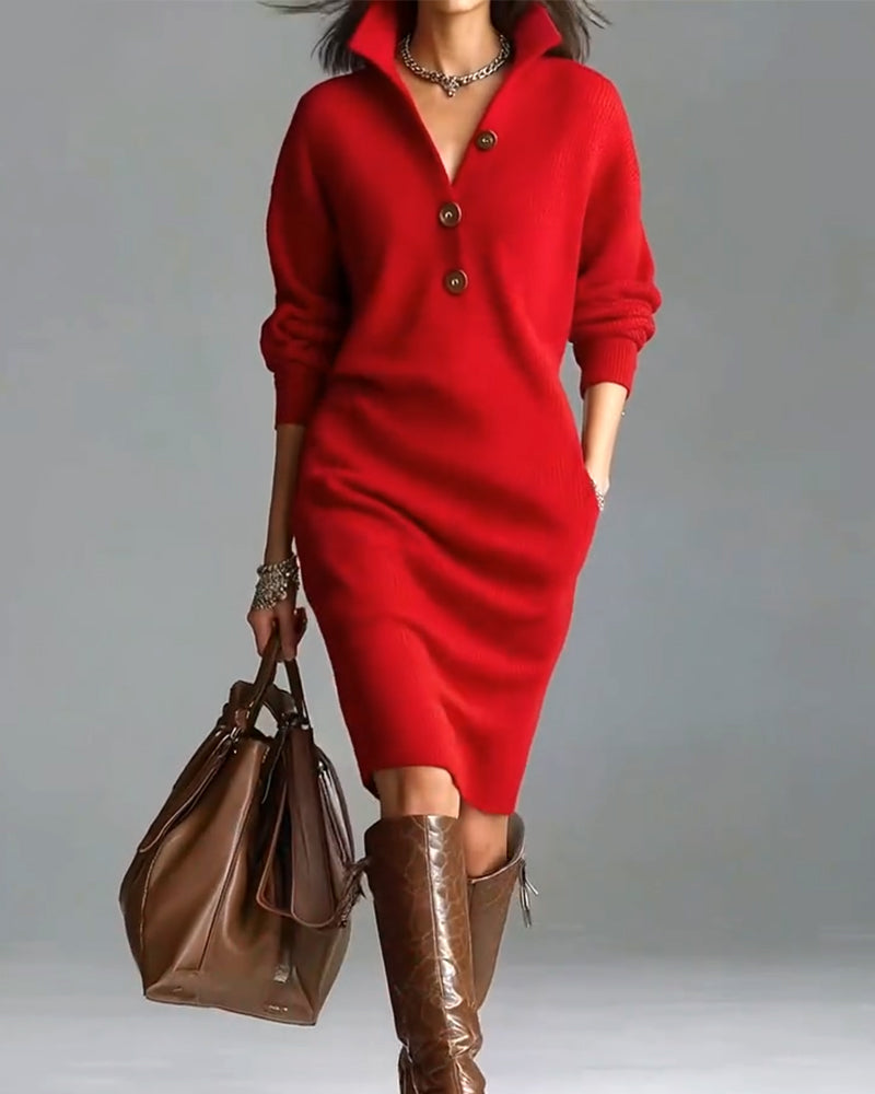 Pulloverkleid lässig einfarbig Herbst und Winter