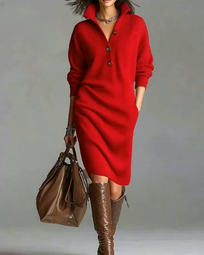 Pulloverkleid lässig einfarbig Herbst und Winter