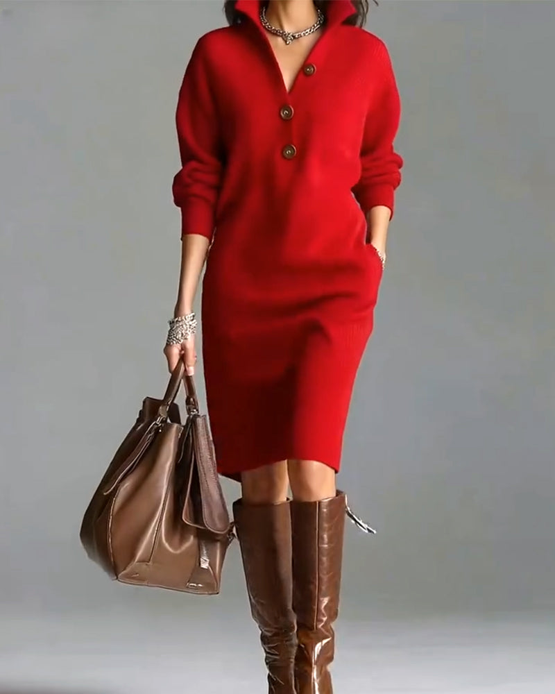 Pulloverkleid lässig einfarbig Herbst und Winter