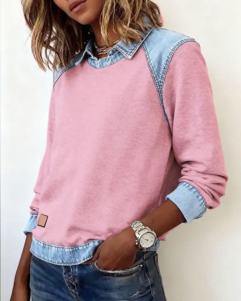 Bluse modisches Revers langarm