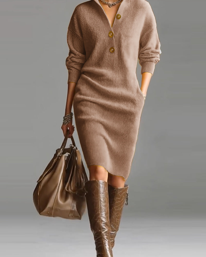 Pulloverkleid lässig einfarbig Herbst und Winter