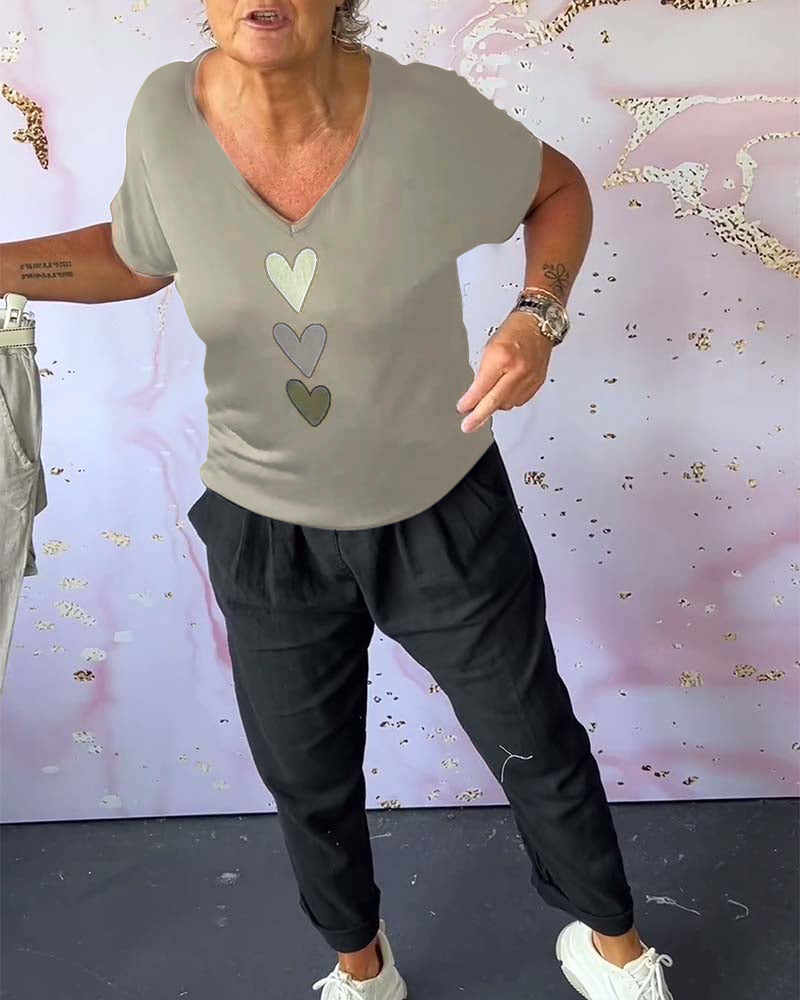 Kurzärmlige love-bluse mit v-ausschnitt