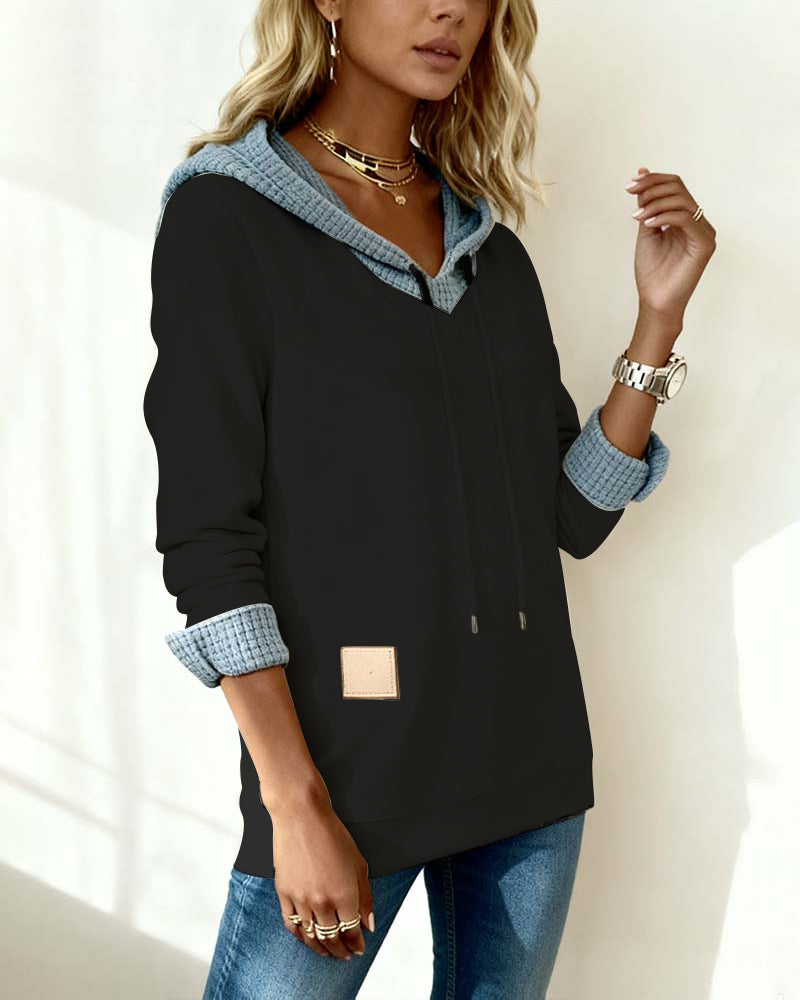 Lässiges Sweatshirt mit Kapuze und Waffel-Einsätzen