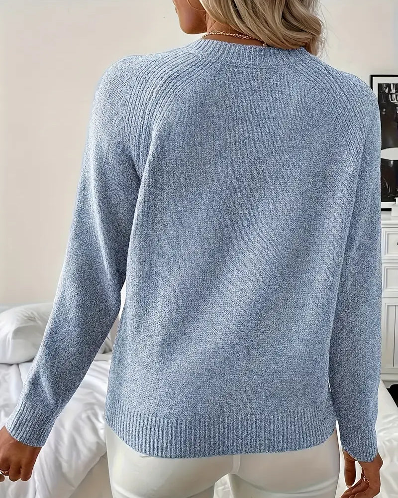 Pullover Knopfverzierung Raglanärmel