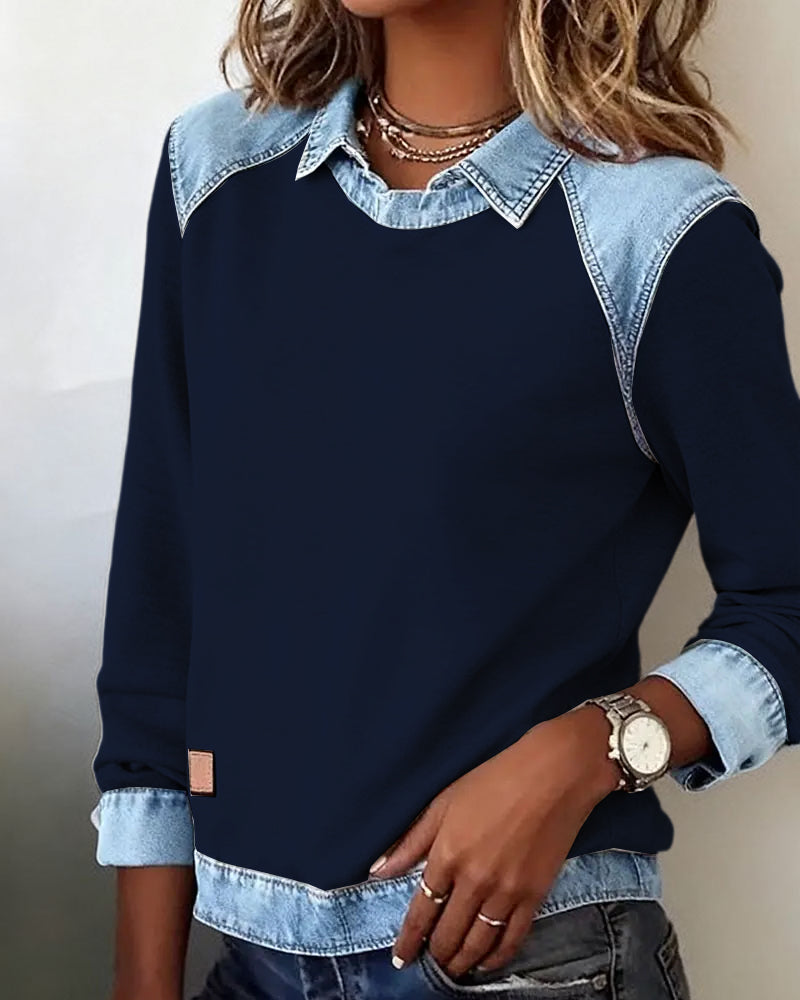 Bluse modisches Revers langarm