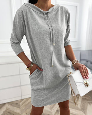 Kapuzenlose Lose Kleid Mit Taschen