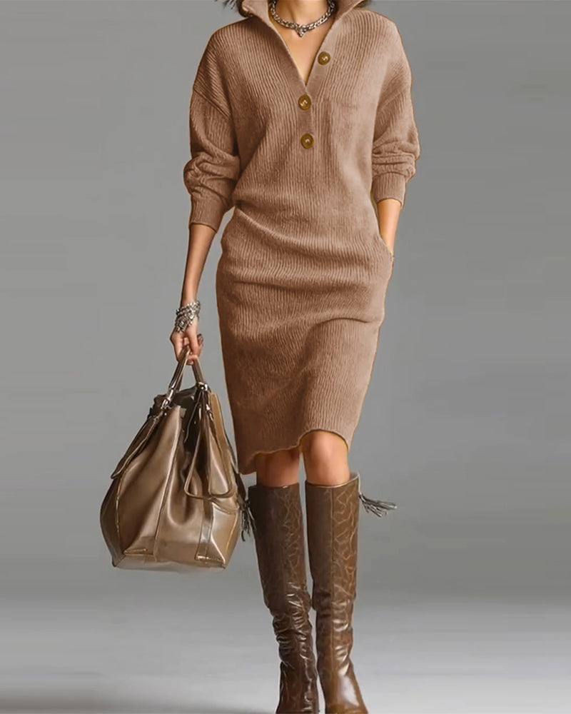 Pulloverkleid lässig einfarbig Herbst und Winter