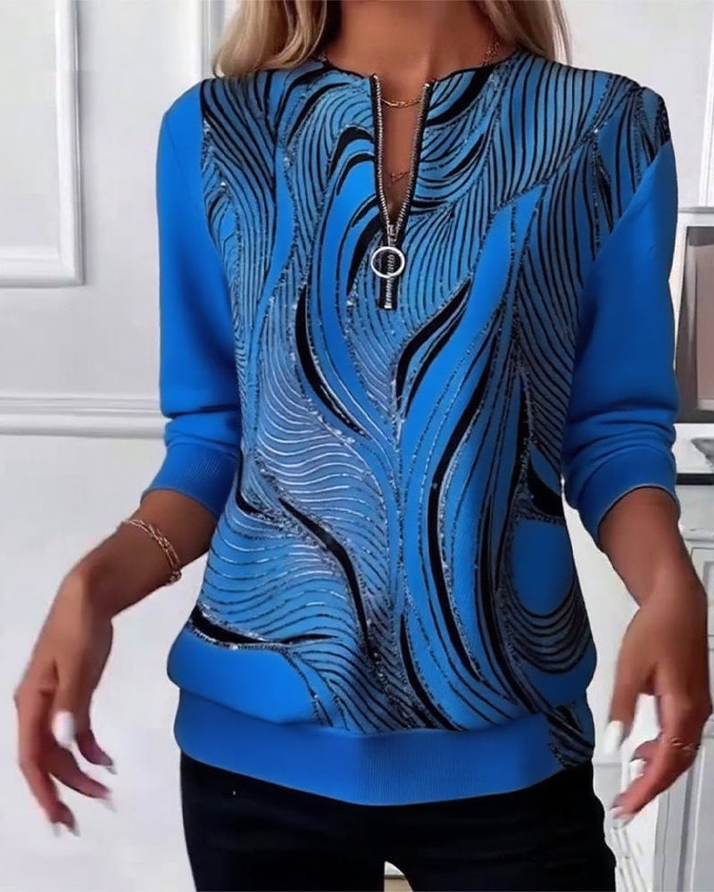 Sweatshirt lässig bedruckt Reißverschluss