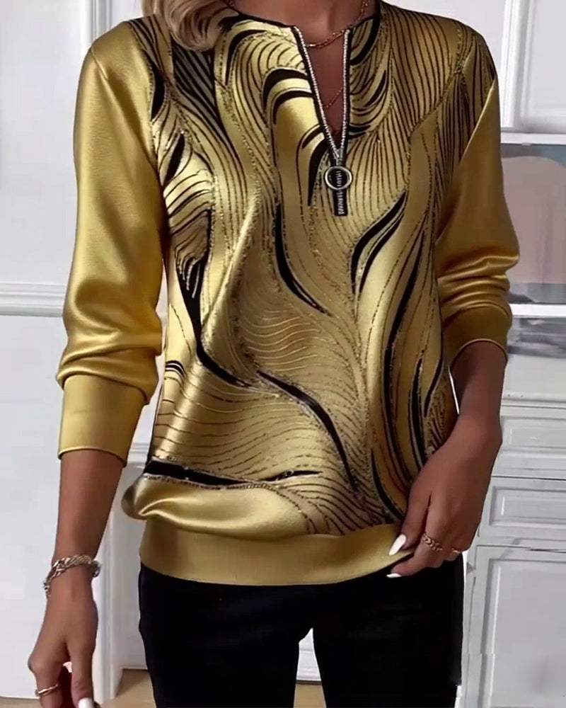 Sweatshirt lässig bedruckt Reißverschluss