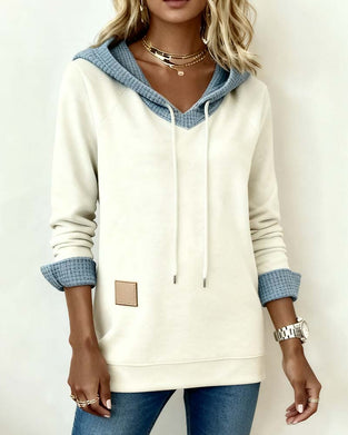 Lässiges Sweatshirt mit Kapuze und Waffel-Einsätzen