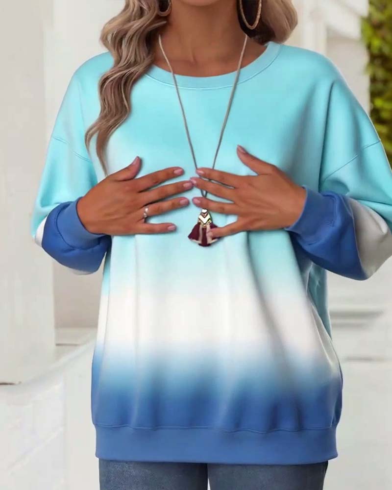 Lässiges Sweatshirt mit Farbverlauf und Rundhalsausschnitt