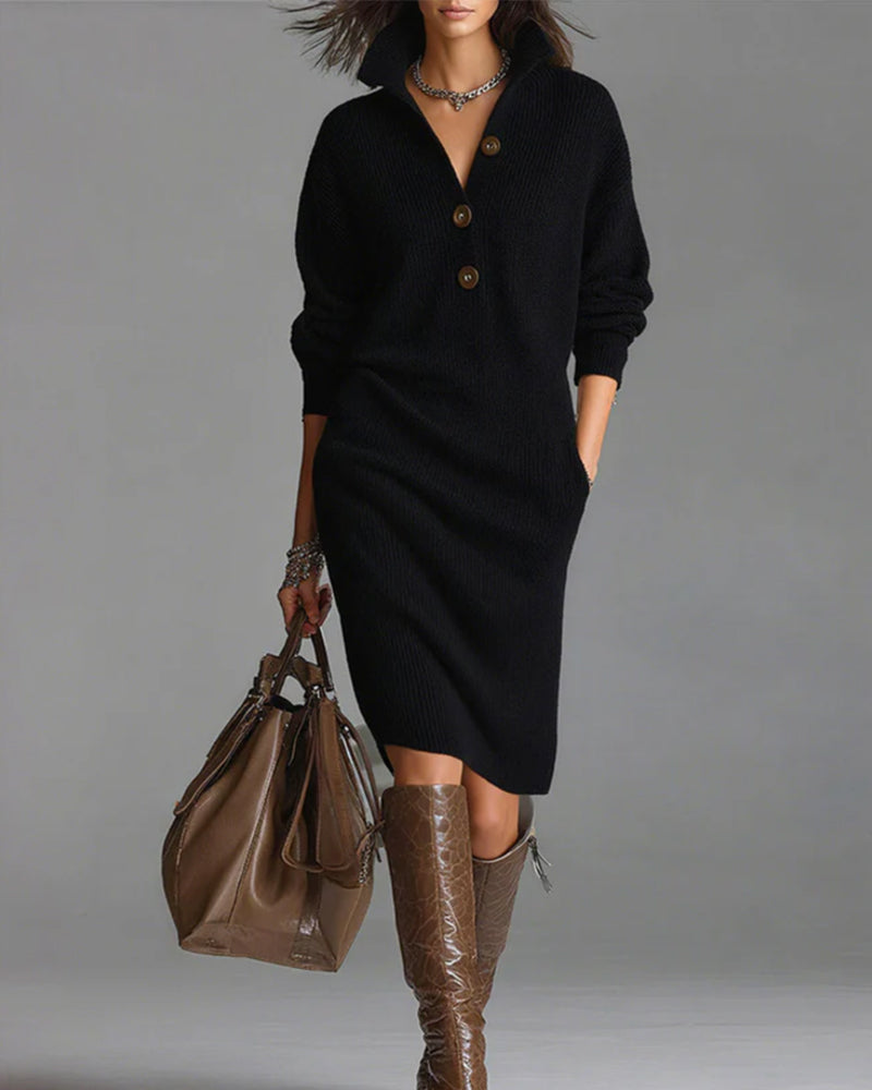 Pulloverkleid lässig einfarbig Herbst und Winter
