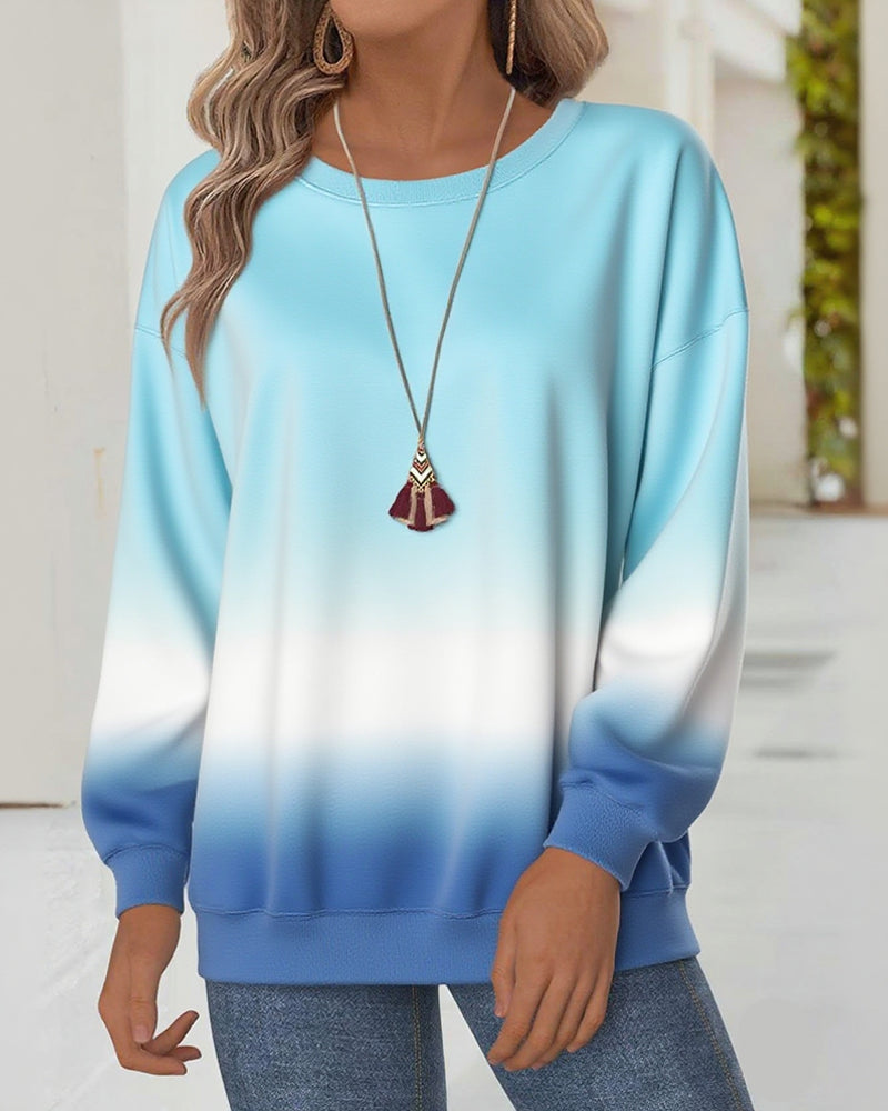 Lässiges Sweatshirt mit Farbverlauf und Rundhalsausschnitt
