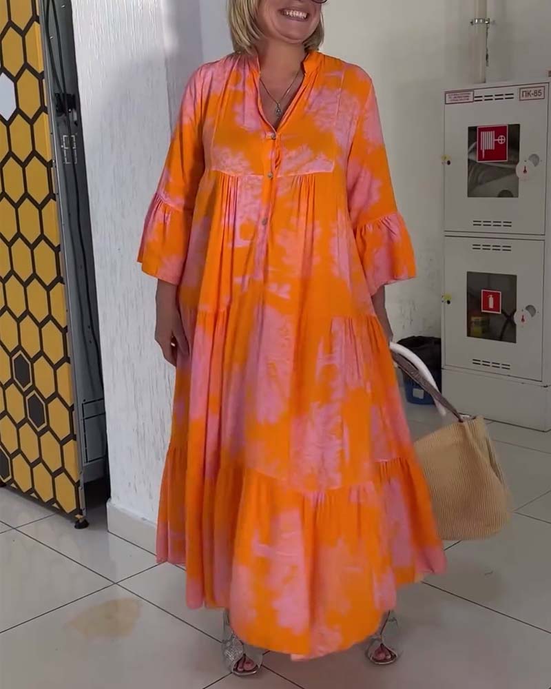 Red Chili Peppers Chiffon-Kleid - Hawaii-Partykleid Mit V-Ausschnitt Und 3/4-Ärmel