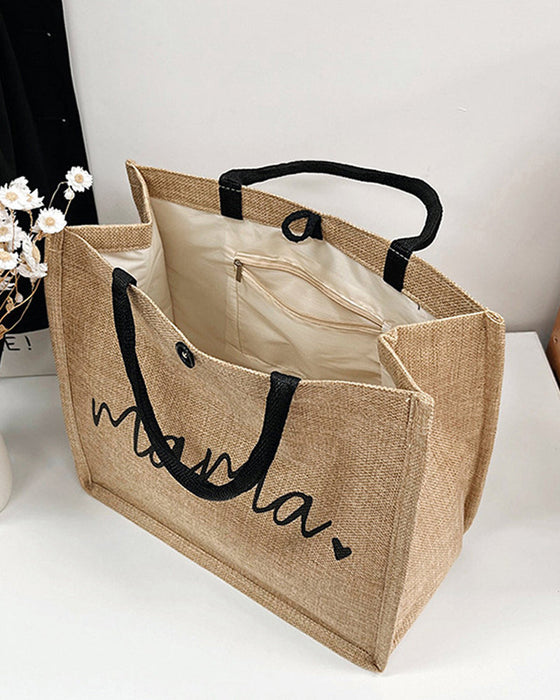 Tragbare Umhängetasche aus Leinen mit großer Kapazität