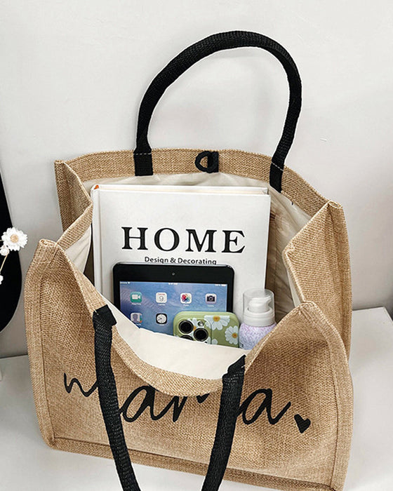 Tragbare Umhängetasche aus Leinen mit großer Kapazität