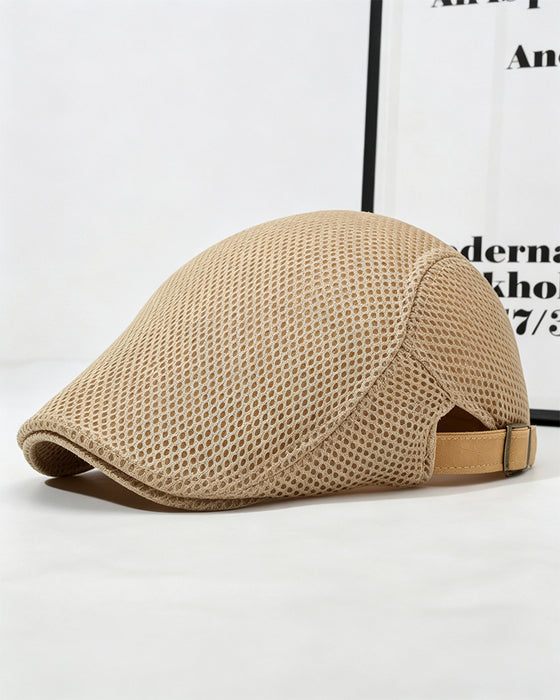 Herren Atmungsaktive Mesh Flache Mütze - Verstellbare Newsboy Ivy Baskenmütze Sommerhut