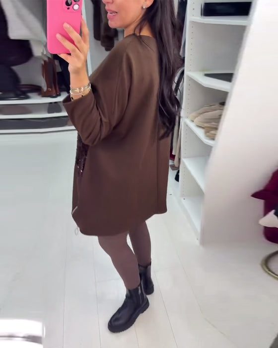 Weiter oversized Sweatshirt mit Pailletten