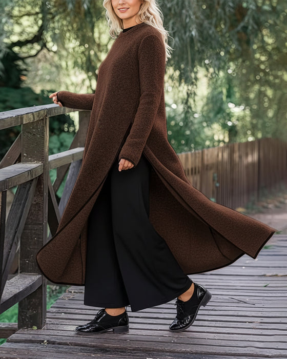 Kleid casual warm Seitenschlitz lang