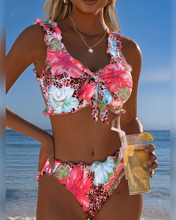 Bikinis Blumen Leopard Patchwork