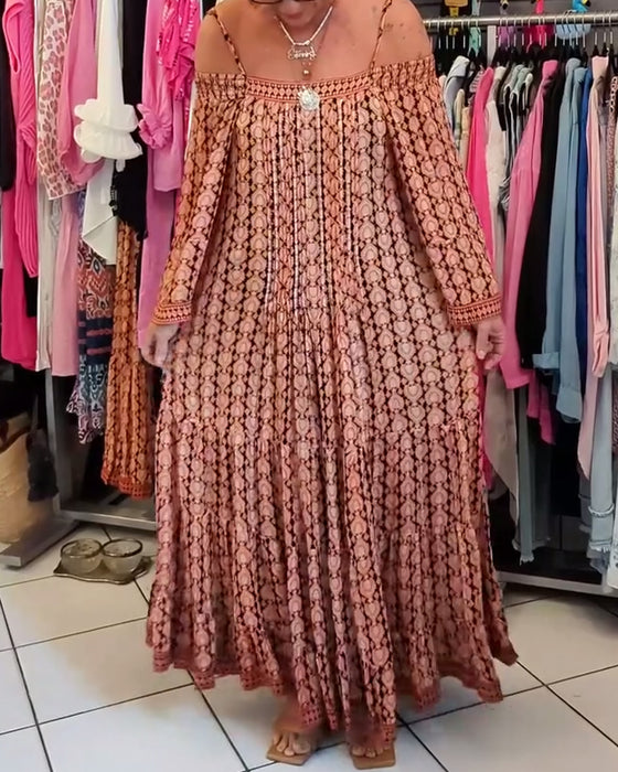 Boho-Stil Trägerlockeres Kleid
