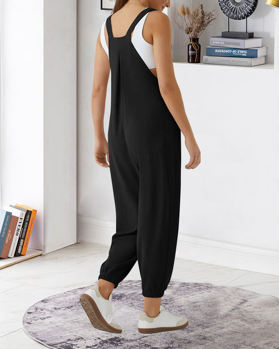 Jumpsuit Uni Farbe Plissiert
