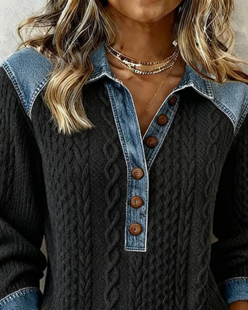Sweatshirt aus stylischem, farblich abgesetztem Denim