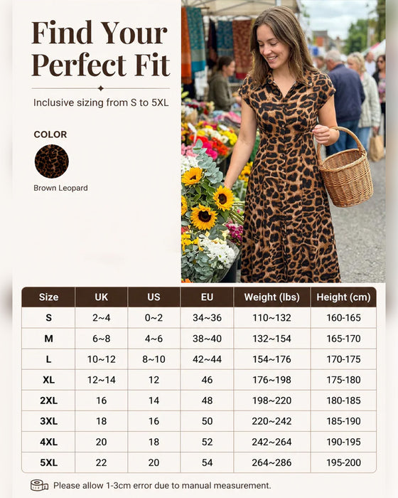 Kleid Lässig Leopardenmuster Maxi