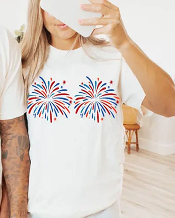 Bedrucktes Freizeit-T-Shirt Mit Rundhalsausschnitt