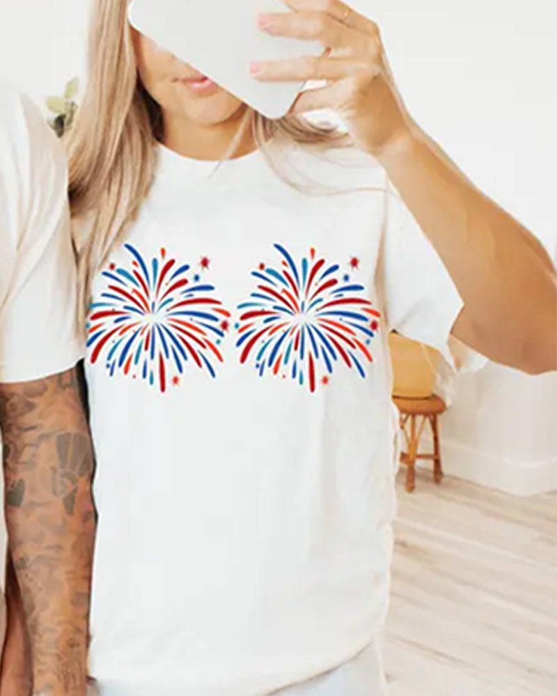 Bedrucktes Freizeit-T-Shirt Mit Rundhalsausschnitt