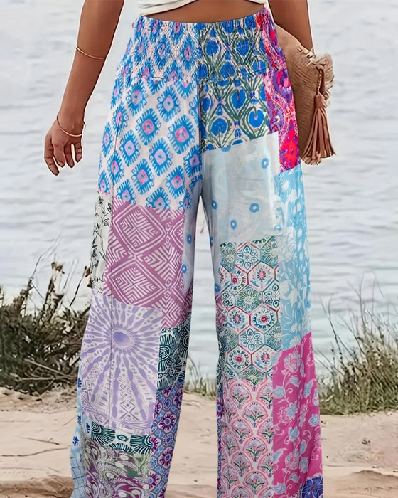 Hose Lässig Hohe Taille Druck