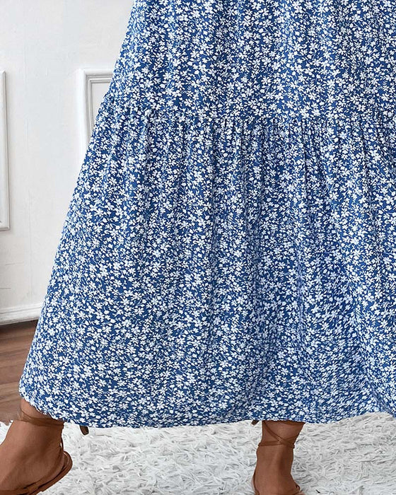 Rock Lagert Kleiner Blumenprint A-Linie Lang