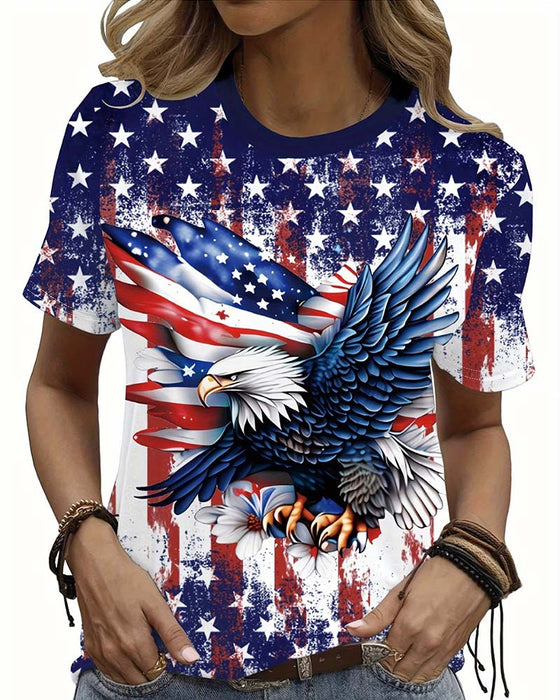 T-Shirt Sterne Und Streifen Adler Druck