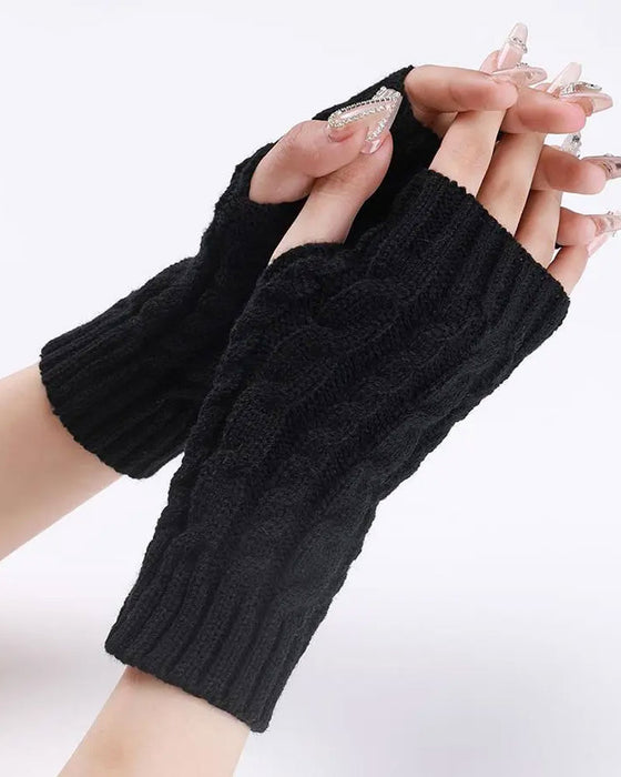 Zopfstrick Fingerlose Handschuhe