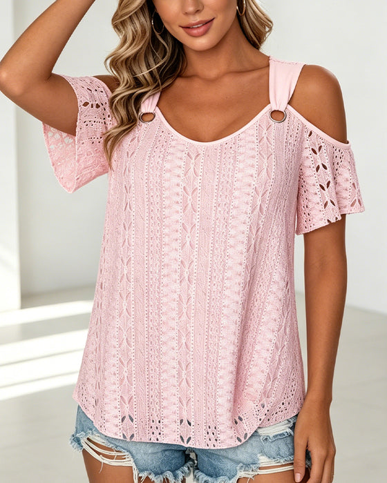 T-Shirt Ringträger Ausgeschnitten Off-Shoulder