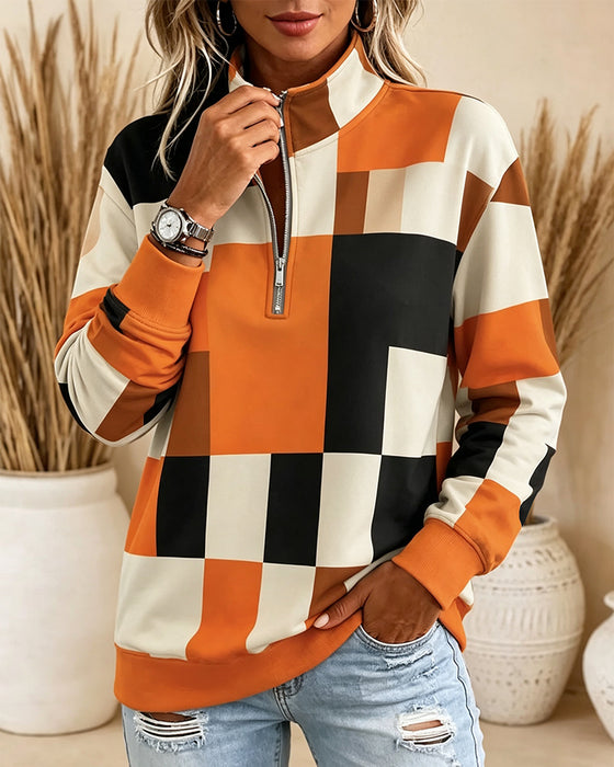 Sweatshirt Langarm Stehkragen