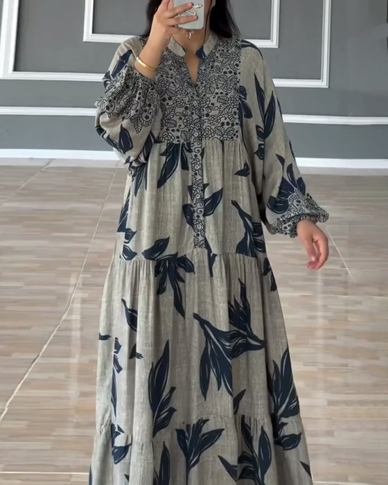 Lässiges Kleid mit Print, lange Ärmel