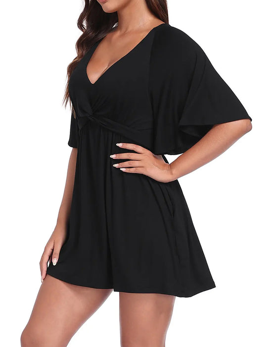 Kleid V-Ausschnitt Taillenbetonender Overall