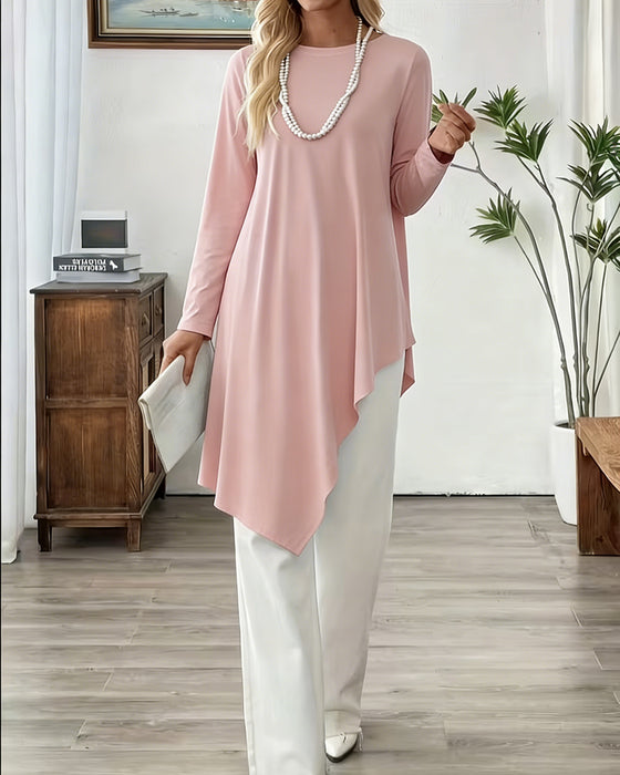 Top Asymmetrisch Midilänge Unifarben
