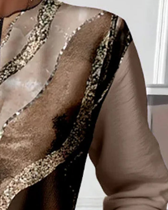 Sweatshirt Mit Halbem Reißverschluss Und Vintage-Print