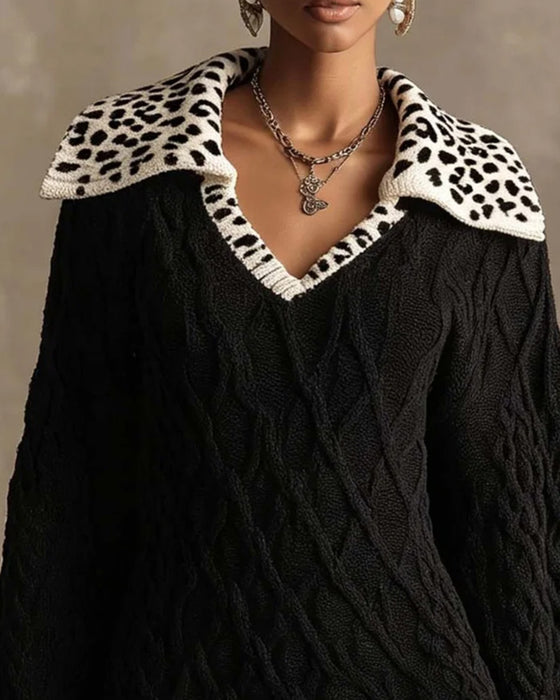 Kleid Langarm Revers Pullover