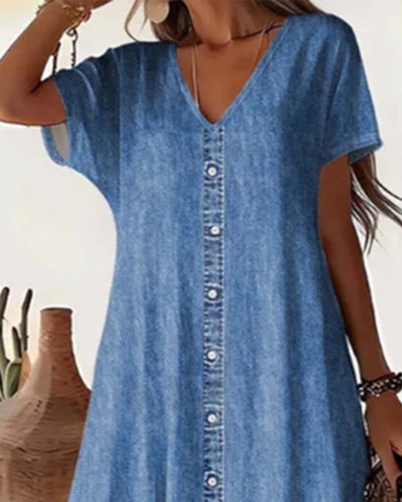 🌸Lässiges Sommerkleid für Damen mit Knopfleiste – Lässiger Stil & Komfort für jeden Tag 💐