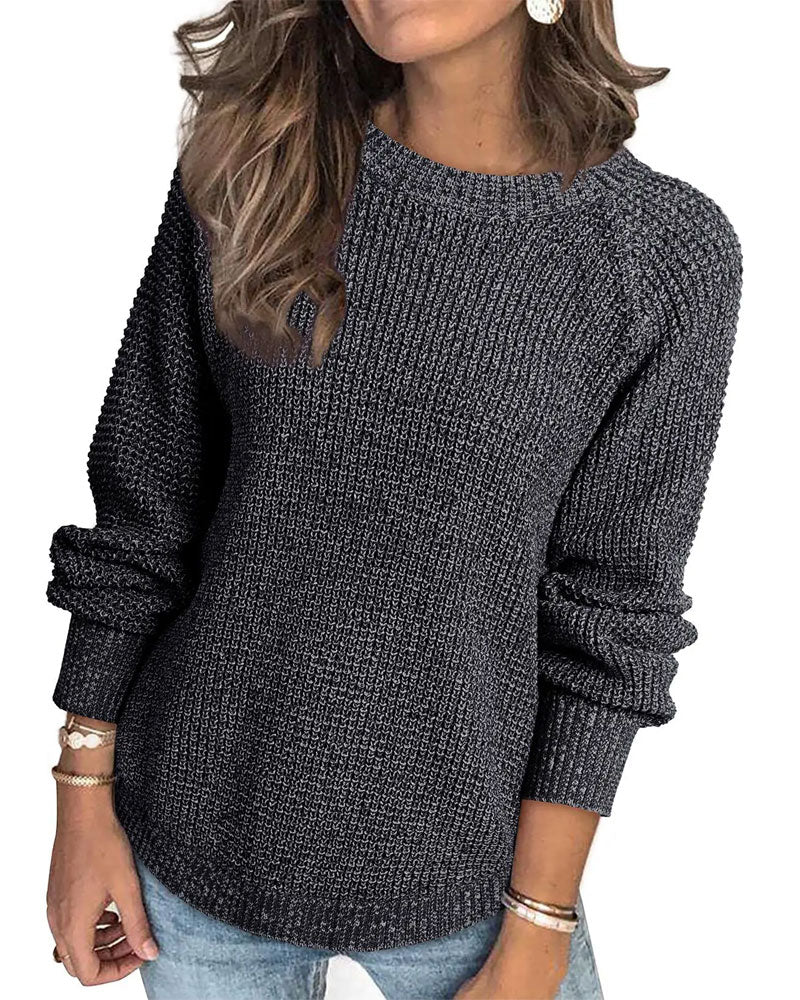 Langärmeliger Rundhals-Pullover