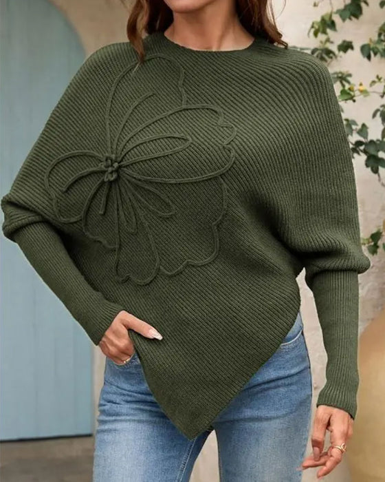 Pullover Stilvoll Blumig Unregelmäßig