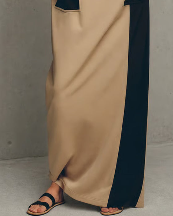 Kleid Kontrast Kapuze Tasche Kordelzug